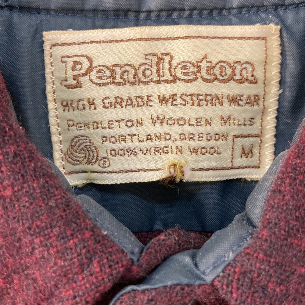 Pendleton Maroon Plaid Western Button-Up Long Sle… - image 4